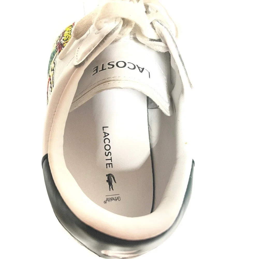Lacoste Sneakers shoes White Green Crocodile Logo Lace Up Low Top Mens Size 9.5‎